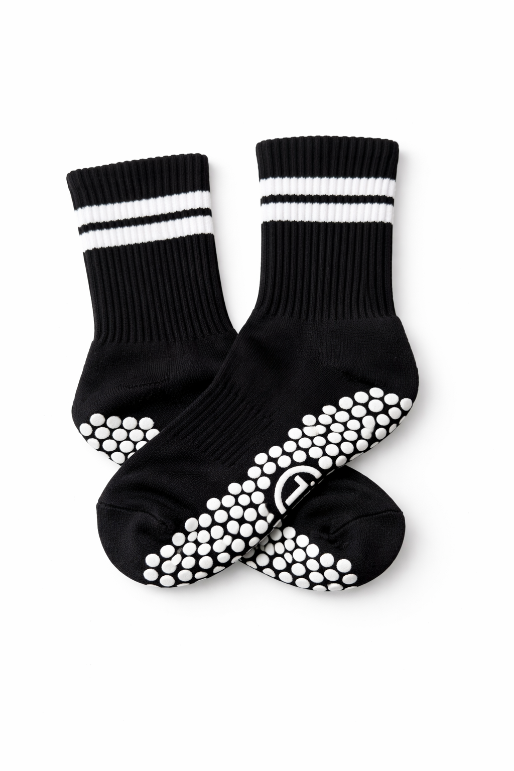 Black Classic & White Stripes - Pilates Grip Socks