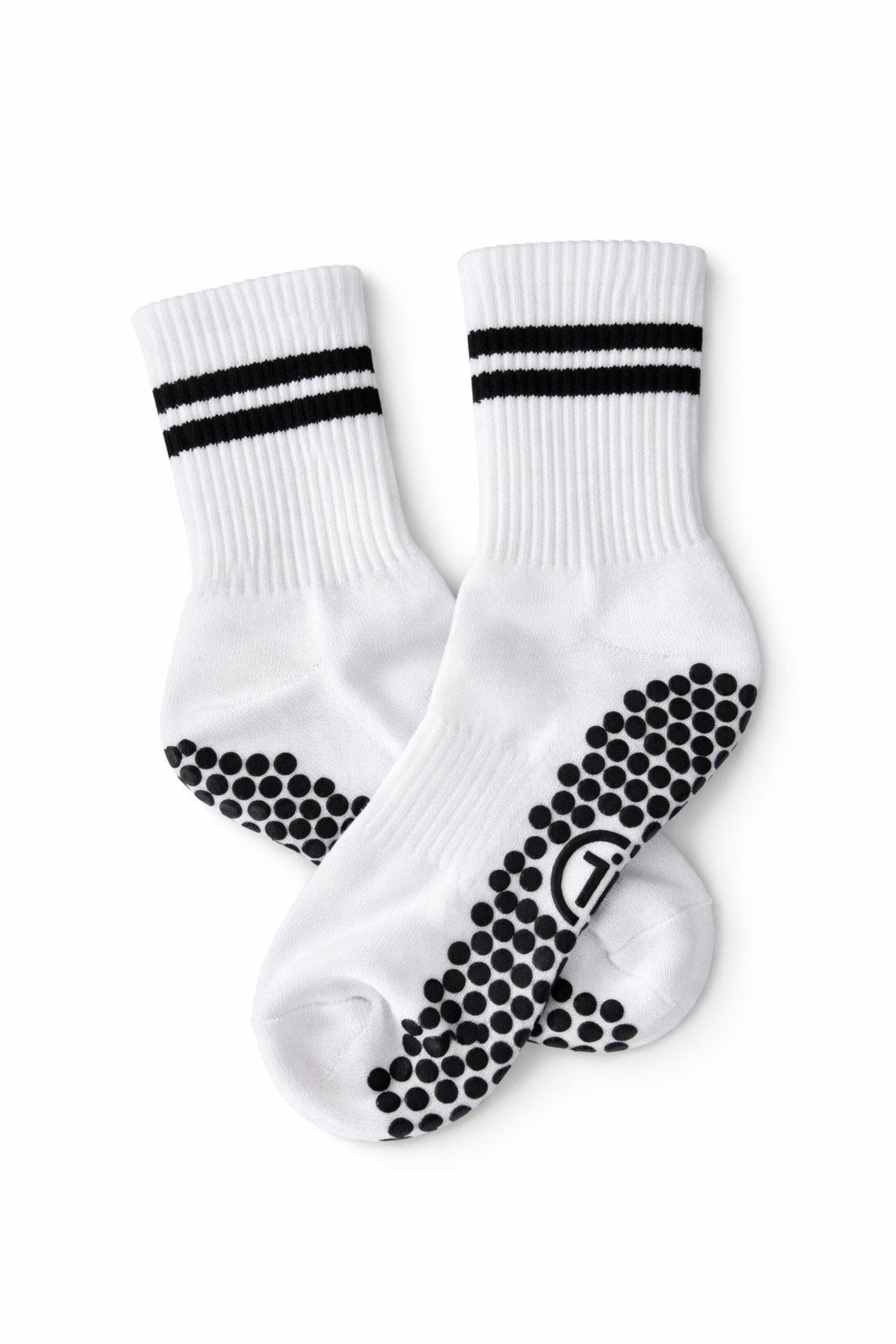 White Classic & Black Stripes - Pilates Grip Socks